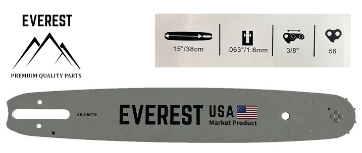 GUIDE BAR 15" 3/8 1.6mm 56DL EVEREST