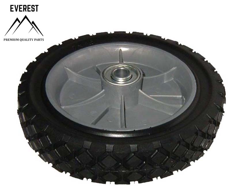WHEEL UNIVERSAL 175mm PLASTIC WITH BEARING RUBBER TIRE EVEREST