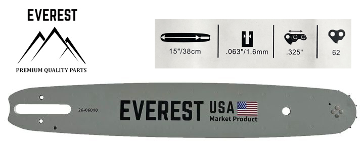 GUIDE BAR 15" .325 1.6mm 62DL EVEREST