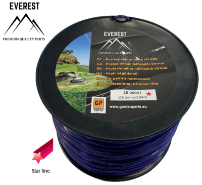 TRIMMER LINE STAR 2.65mm 284M PURPLE PROFESSIONAL EVEREST